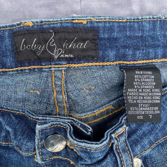 Baby Phat Jeans Womens Size 7 Blue Mid Rise Straight Leg Medium Wash Capri Crop - Picture 3 of 10